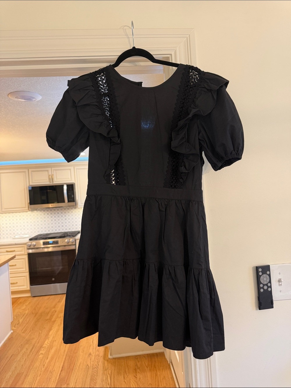 English Factory Black Ruffle Lace Tiered Dress